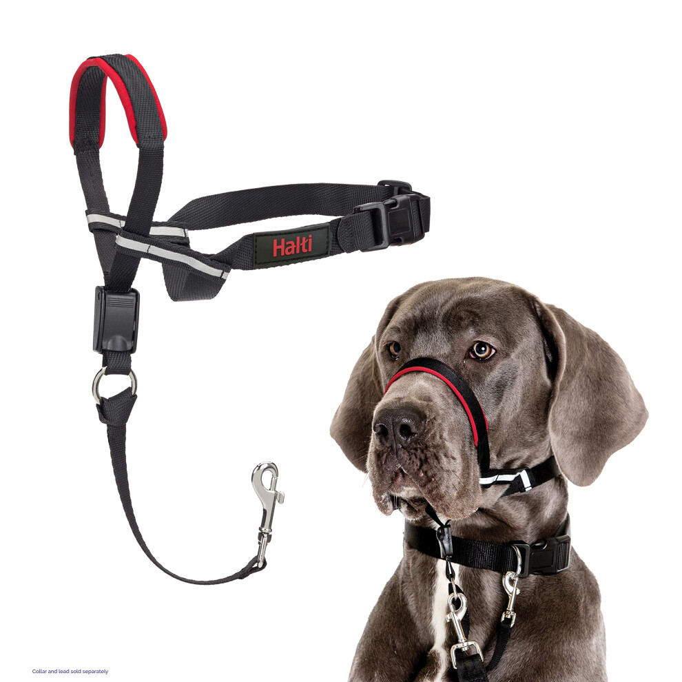 HALTI Optifit Headcollar Size Large, Dog Head Harness to Stop Pulling on the Lead, Easy to Use, Adjustable & Reflective Head Collar for Dogs,