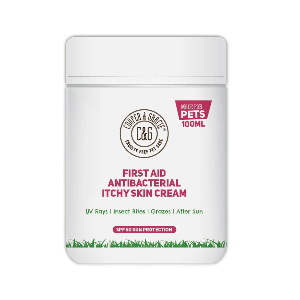 First Aid Antibacterial Itchy Skin Cream with SPF 50 | Natural Essential Oil | Maintains Cracked Itchy Skin | Lick Safe Non-Toxic Non-Irritant |