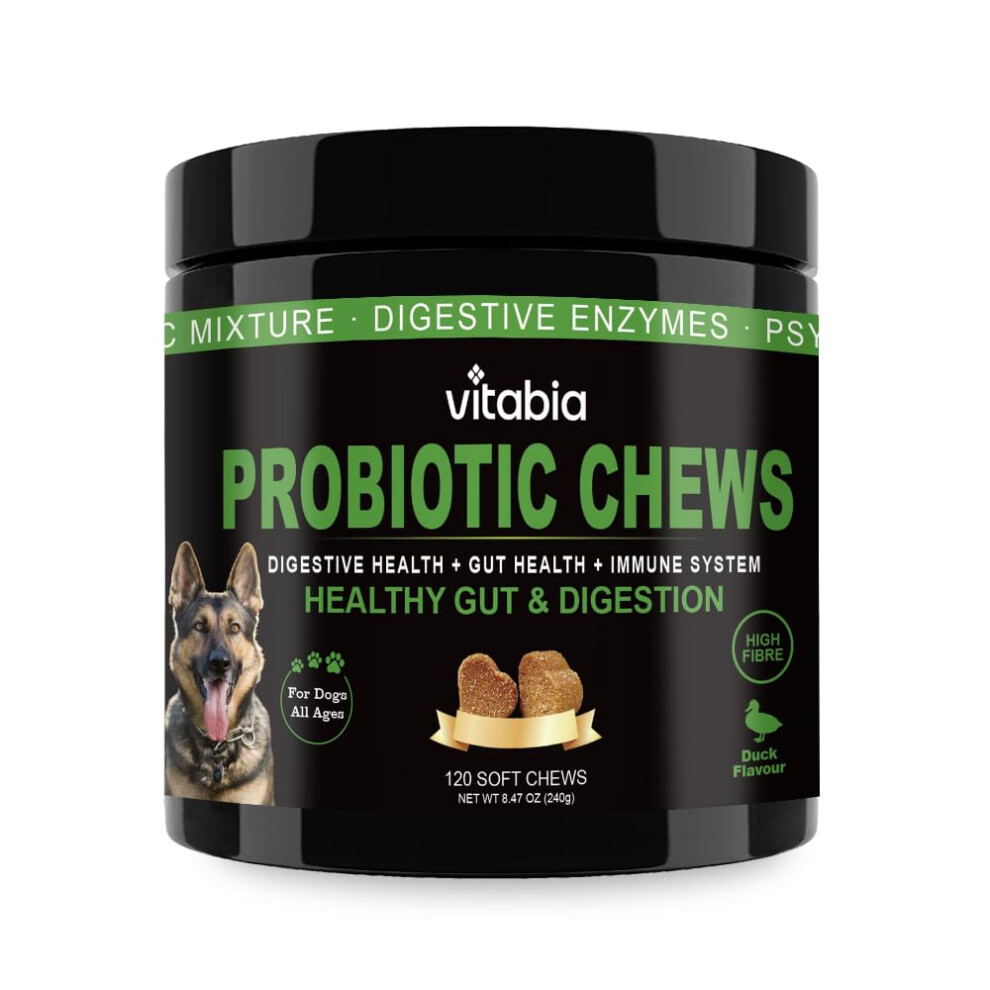 Vitabia Probiotics For Dogs - Fibre Natural Dog Treats For Gut Health, Anal Glands Treatment, Dog Itchy Skin Relief And Scooter Gland Treatment For Dogs With