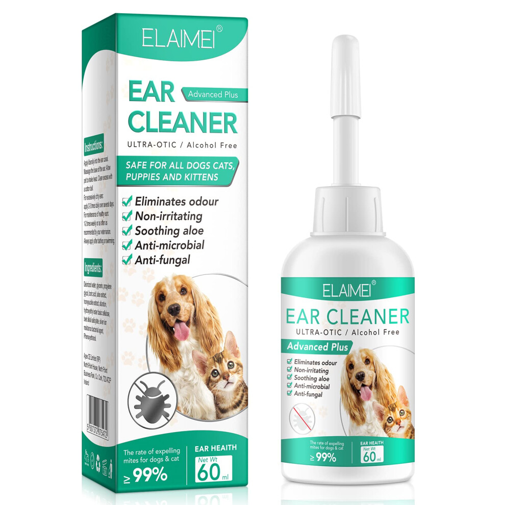 Ear Cleaner for Dogs,Dog Ear Drops for Infection Antibiotics,Dog Ear Infection Treatment for Puppy,Cats and Dogs,Sensitive Canine and Feline Care