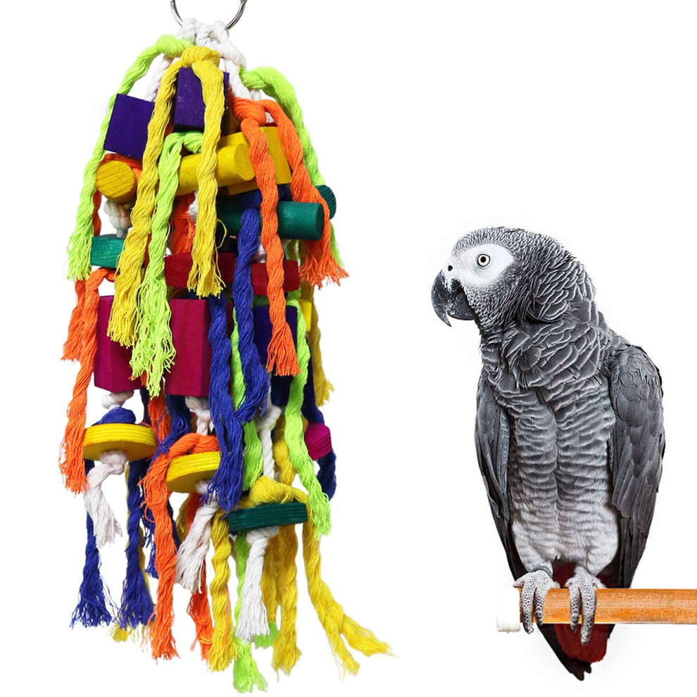 RANYPET Large and Small Parrot Chewing Toys - Parrot Cage Bite Toys Wooden Block Tearing Toys for Conures Cockatiels African Grey and Other Amazon