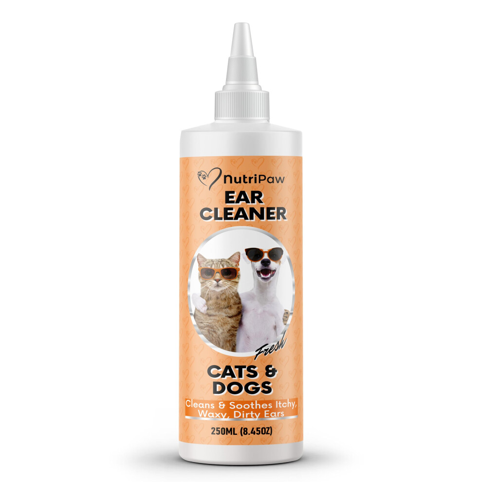 Ear Cleaner For Cats & Dogs (250ml) - Soothe Itchy, Gunky, Waxy & Smelly Ears - Stop Head Shaking, Ear Scratching & Rubbing - Support Ear Health - For