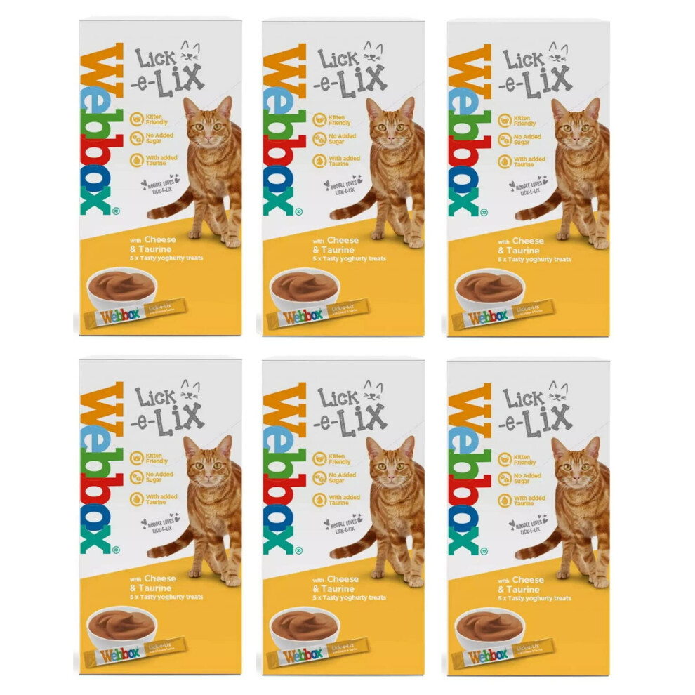 Lick-e-Lix Yoghurt with Cheese and Taurine 5 x 15g Sachets (Pack of 6)