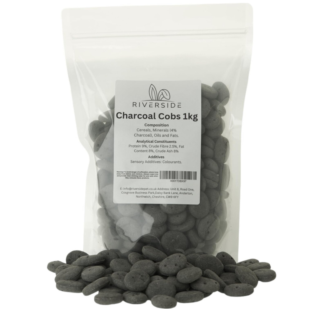 Charcoal Cobs Dog Biscuits 1kg - Activated Charcoal Dog Treats - Helps Aid Digestion, Reduce Wind & Plaque (UK MADE)