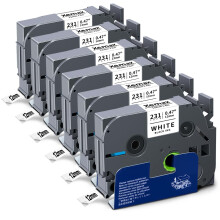 6X XemaX Label Tape Compatible for Brother Label Printer Tape 12mm TZe-231 Black on White Brother Label Tape 12mm for Brother P-Touch Label Maker