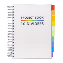 B5 Project Book with 10 Repositionable Dividers for Organization – 400 Perforated Pages of 80GSM Paper – 200 Sheet Notebook for School, Office,