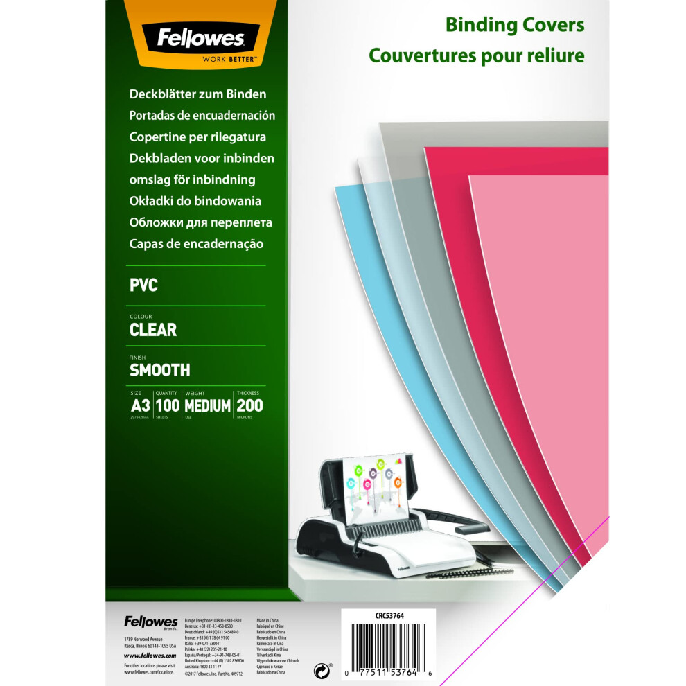 Binding Covers Clear A3 PVC 200 Micron - Pack of 100