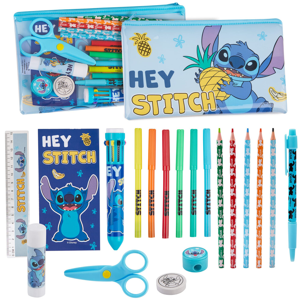Disney Stitch Pencil Case With Stationery For Girls Filled Pencil Case School Supplies Colouring Pencils Coloured Markers Notebook Stitch Gifts For Girls