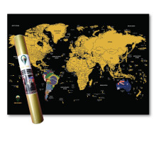 Scratch Off Map with Flags background – Deluxe Travel Size World Map Poster – Countries and Facts – Travel Gift (Black)