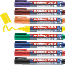 363 whiteboard marker set - multi-coloured - 8 whiteboard pens - chisel nib 1-5 mm - whiteboard pen dry wipe - for whiteboards, flipcharts, magnetic,