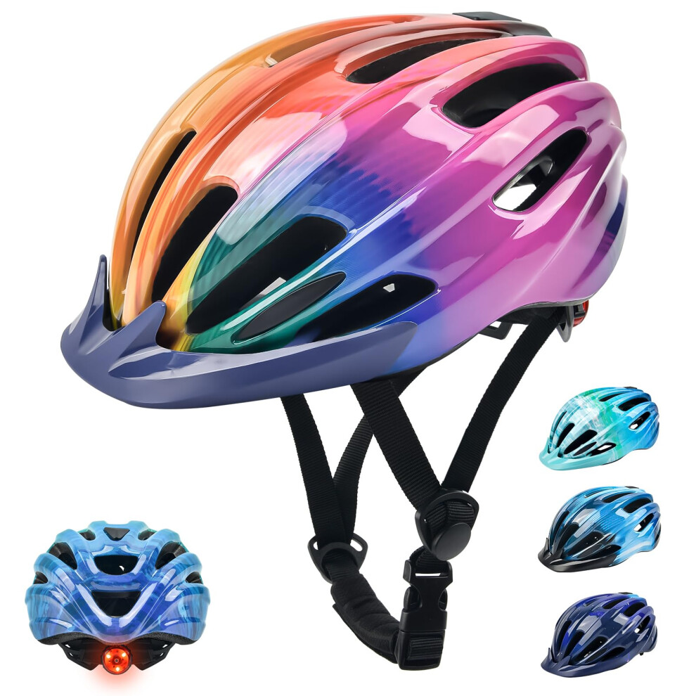 Kids Bike Helmet, Bike Helmets for Kids with Light and Visor for Boys Girls Bike Helmet Kids Cycle Helmet Kids Childrens Bike Helmet Bicycle Cycling