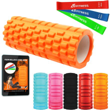Foam Roller Orange with 3 Resistance Level Bands - Lightweight Foam Rollers for Muscles Provides Relief from Pain Fatigue Improves Tissue Recovery -