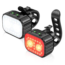 CIRYCASE Q4 Bike Light Set Front & Back - USB Rechargeable, IPX6 Waterproof, 8+12 Modes, Super Bright for Night Riding & Camping