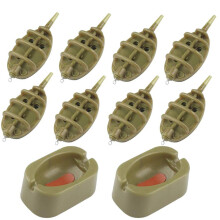 10 Pieces Fishing Inline Feeders, Feeders and Moulds, Fishing Inline Method Feeder with Quick Release Mould, Flat Method Feeder, for Carp Fishing 15g