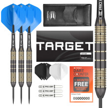 Darts Vitus 24G Brass Steel Tip Darts Set - 6 Pro Grip Shafts - 9 Pro Ultra Flights - Dart Wallet Bundle