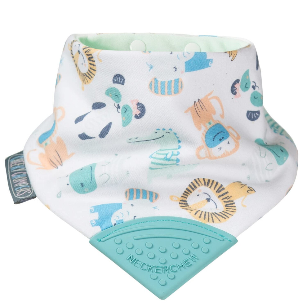 Baby Bibs With Teether | 2 Months+ Teething Bibs, Toddler Bibs | Reversible Dribble Bib & Baby Teether | Multi-Award Winning Neckerchew (Cheeky Cheeky Chompers