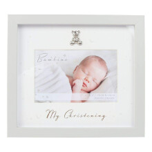 Bambino Unisex Grey Wood My Christening Photo Frame, 6'' x 4'' Keepsake Gift Landscape Picture