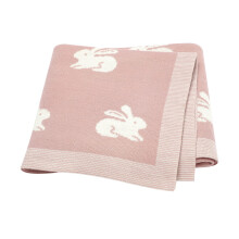 Baby Blanket for Newborn 100% Cotton Soft Knitted Blankets Baby Essentials for Newborn 90 x 70cm Bunny - Pink