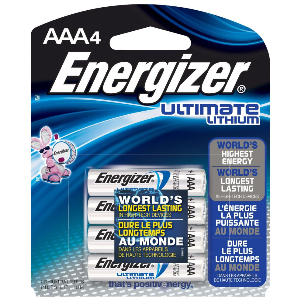 L92BP-4 Ultimate Lithium AAA Batteries, World's Longest-Lasting AAA Battery in High-Tech Devices (4 Pack)