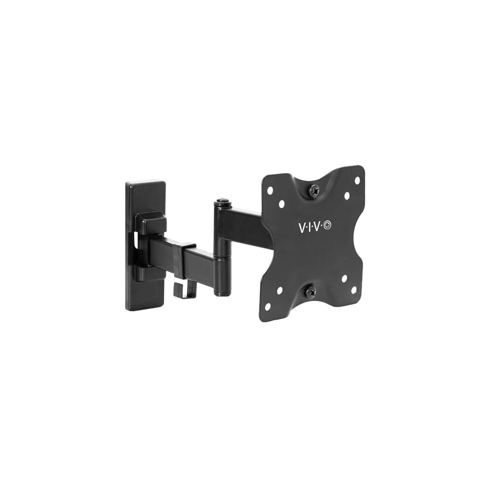 Full Motion Wall Mount for up to 27 inch LCD LED TV and Computer Monitor Screens, Tilt and Swivel Bracket with Max 100x100mm VESA, Black, MOUNT-VW01M