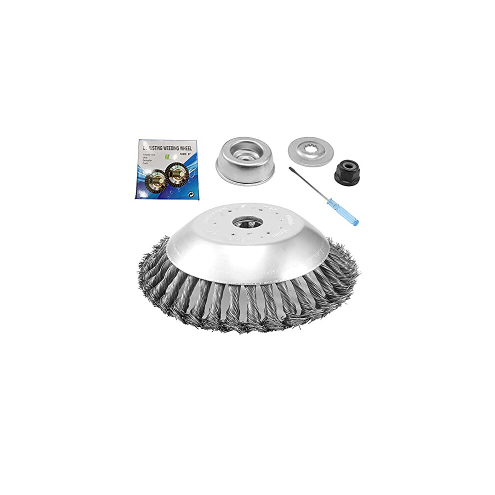 Viabrico Strimmer Wire Brush Cutter Head, 8 Inch Steel Trimmer With 4Pcs Ataptor Kit, For Grass Trimmer