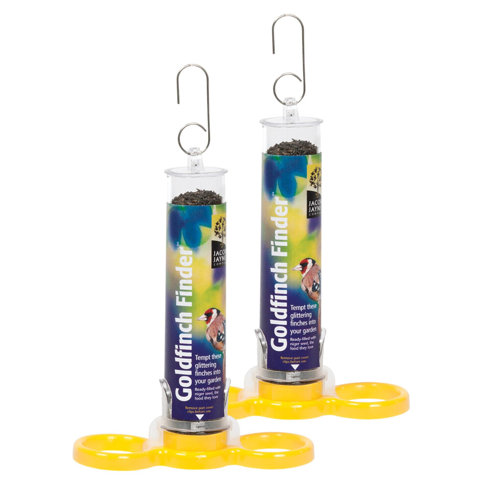 Jacobi Jayne Pre-Filled Niger Bird Feeders For Garden Birds - Goldfinch Finder Pack Of Two - Hanging Bird Feeders For Small Birds. Niger Bird Feeder