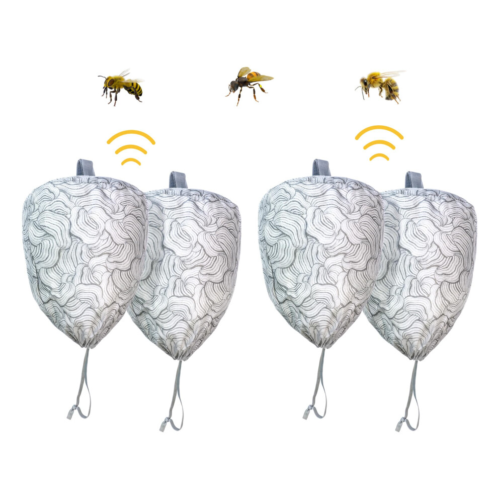 4 Pack - Wasp Repellent for Outdoor Areas - Weather Resistant - Decoy/False Wasp Nests, Garden Wasp Deterrent, Chemical-Free Hornets Deterrent No More