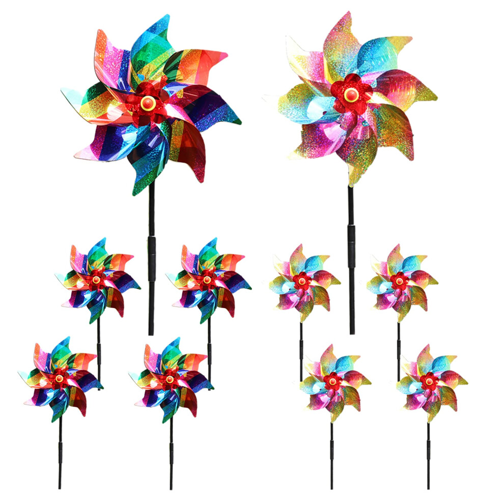 Wleozys 10Pcs Reflective Bird Repellent Windmill, Multicolor Reflective Birds Deterrent, Repellent Windmills Scare Birds To Keep Birds Away From Your
