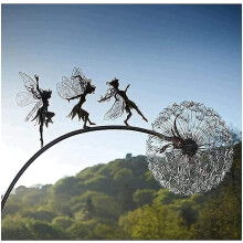 Fairies Dandelions Garden Art Sculpture Dance Together Yard Decorations Stainless Steel Garden Fairy Ornaments Fairy Sculpture Garden Dandelion for