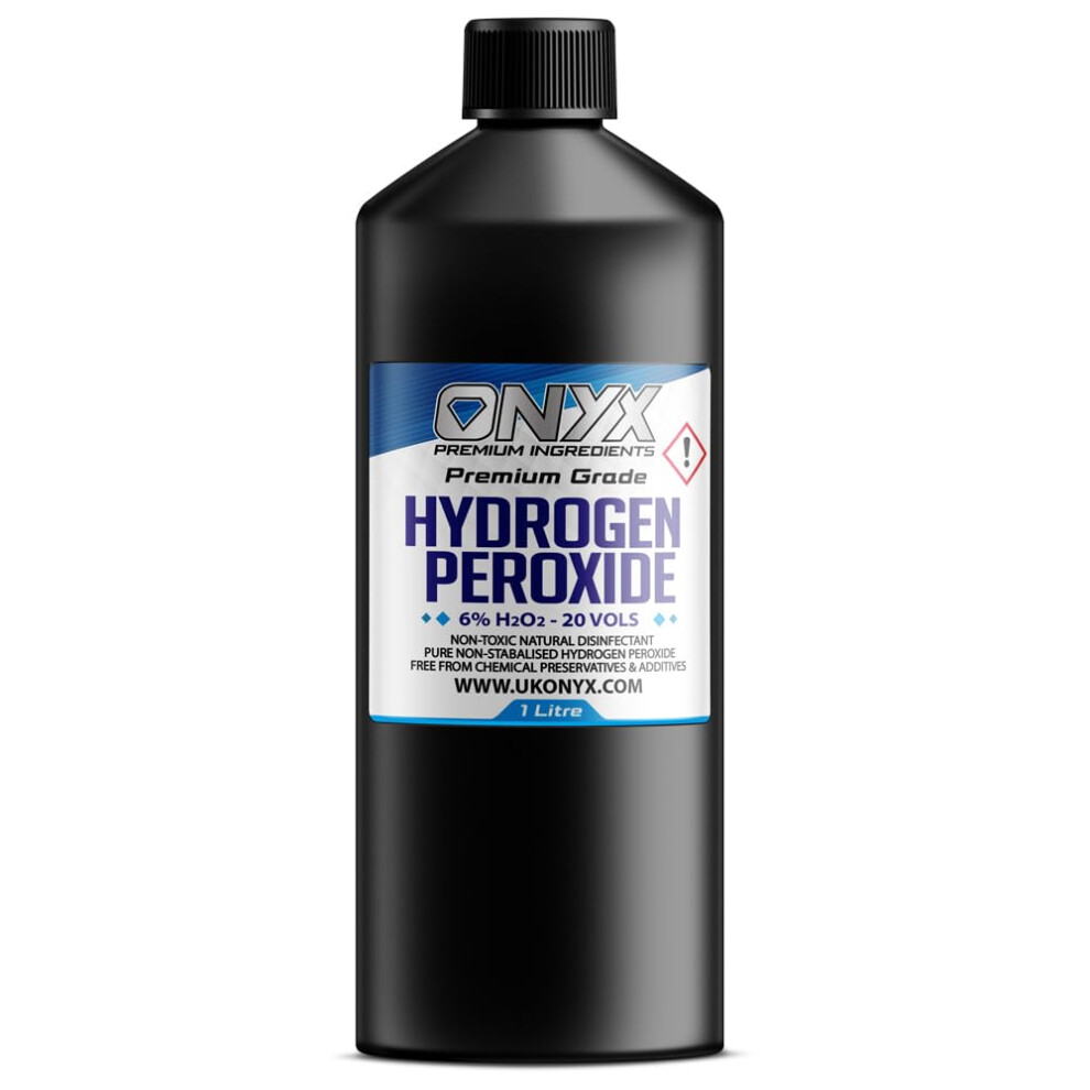 Onyx 1 litre Hydrogen Peroxide 6% Pure Food Grade, Unstabilized and Additive Free - 20 Vols