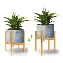 Mid Century Modern Indoor Plant Stand, Wood Flower Pot Holder for Home, Office, Garden, Patio, Lawn, Yard, Restaurant, Cafe (Middle)