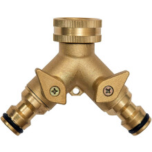 Garden Tap Splitter 2 Way - Brass 2 Way Tap Connector Double Tap Adapter Garden Tap Adaptor,For Home Kitchen Garden Outdoor (Y Valve Splitter)