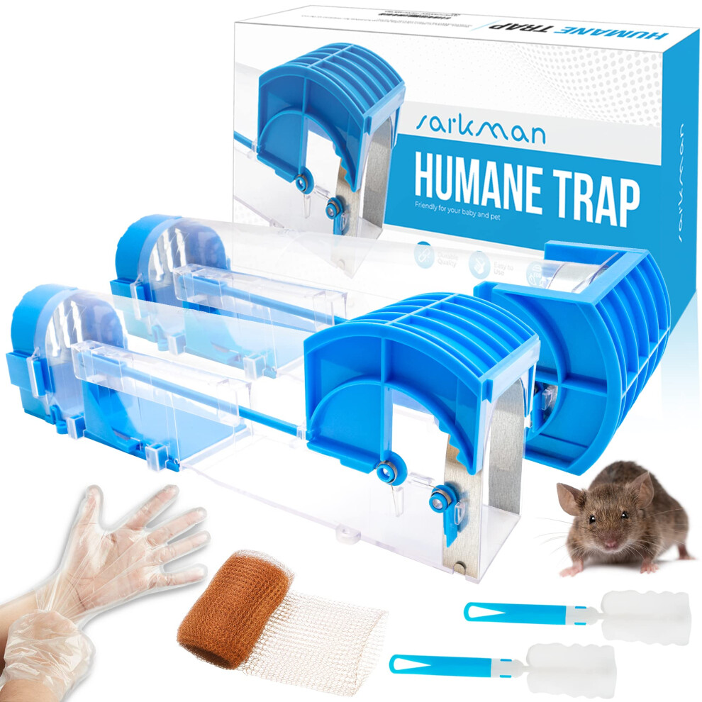 Humane Mouse Traps 2x For Indoors & Outdoor - For Home Use Rat Trap Repellent Poison Poisoning Kill Free. Indoor Live Cage Squirrel, Mice Safe-image-OPC-PDSJJW7-NEW
