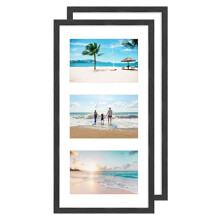 Multi 3 Aperture Picture Frame with Mount for 6x4 inch(10 x 15 cm) pictures,Black triple photo frame Made of Real Wood with Perspex Front for Wall