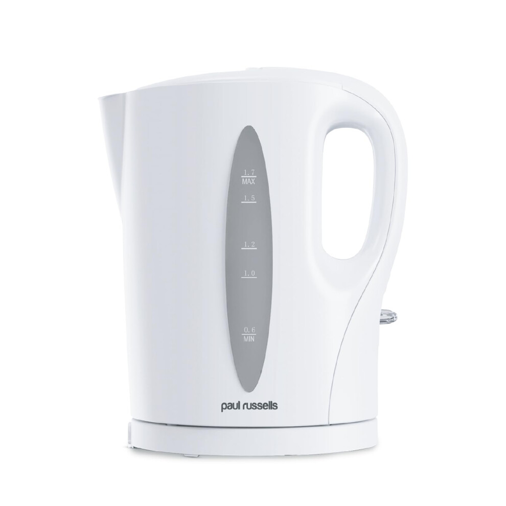 White Plastic Kettle - 1.7L Capacity, Perfect for 7 Cups, Family Size, Clear Water Window, LED Indicator, 2200w Quite boil, Sleek and Simple, Boil Dry-image-OPC-PDSJK6Z-NEW
