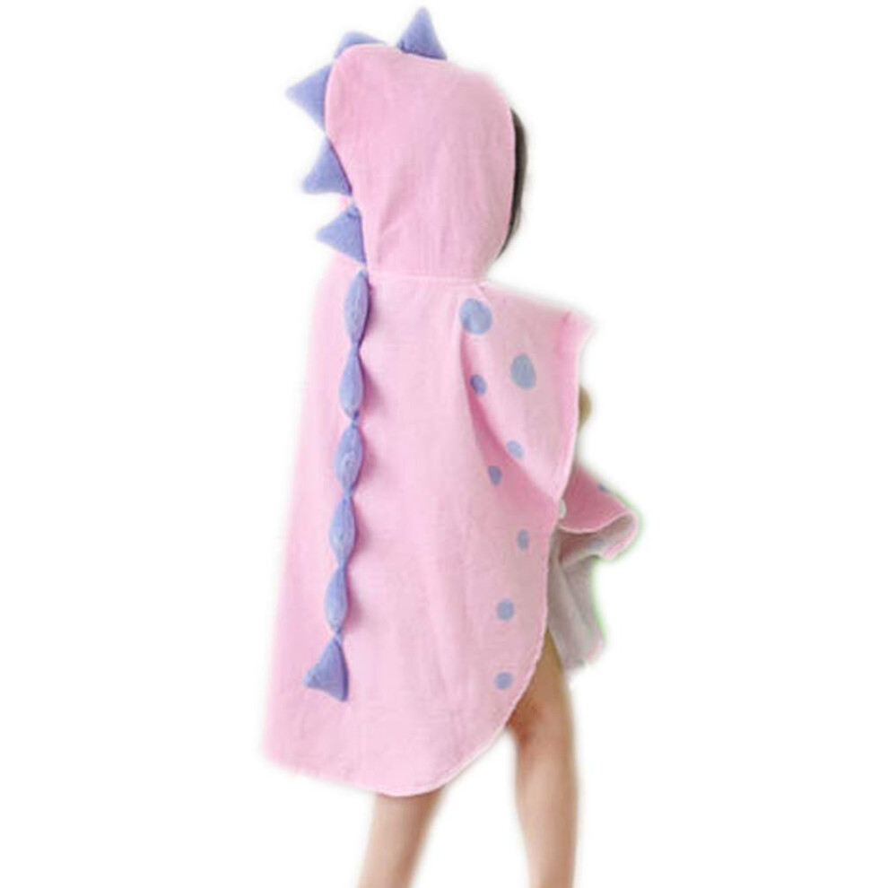 Kids Cotton Hooded Towel Cartoon Unicorn Dinosaur Bathrobe Bath Poncho Towel For Boys Girls, 0-4 Years, Dinosaur Pink Alltops