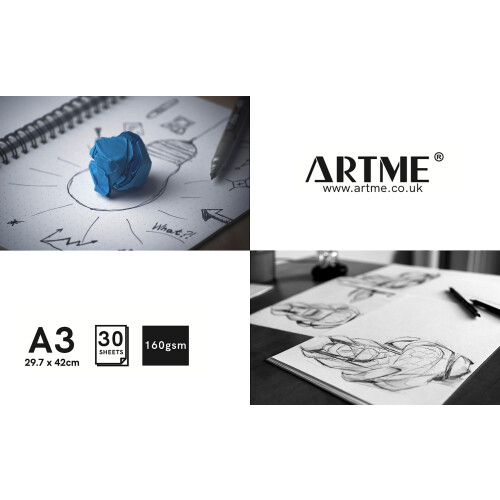 A3 Sketch Pad 2pcs, 30 Sheets 160gsm, Spiral Bound, Sketchbook 2