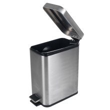 LA041173SS Rectangular Pedal Bin – Small Rubbish Bin with Soft Closing Lid, Office Bin with 5 Litre Capacity, Stainless Steel Waste Paper Bin, Slim
