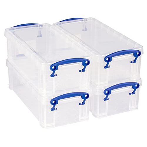 Really Useful Really Useful Plastic Storage Box 0.9 Litre Clear (Pack of 4) 2