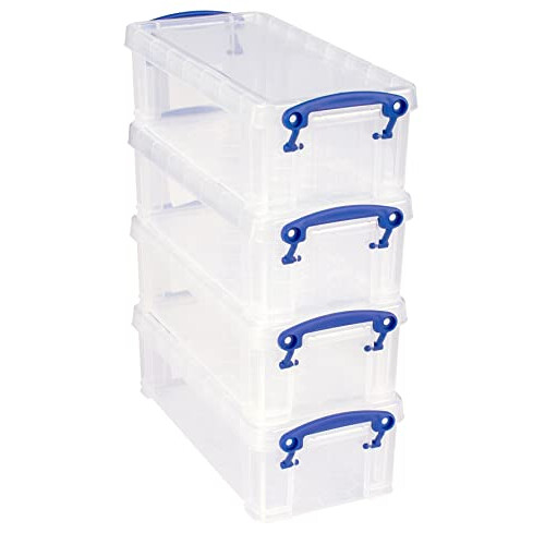 Really Useful Really Useful Plastic Storage Box 0.9 Litre Clear (Pack of 4) 1