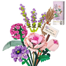 Mini Rose Flower Bouquet Building Sets, Artificial Flowers, Set for Adults, DIY Unique Home Décor, Idea Gifts, 547 Pieces Botanical Collection Design