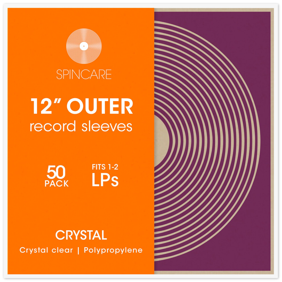 50x 12 Inch Standard Outer Vinyl Record Sleeves | Crystal Clear Covers for Single Double Albums & LPs | Acid-Free Protective Plastic Sleeves | Clean &