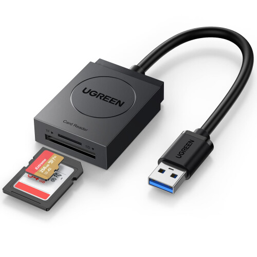 SD Card Reader, USB 3.0 to TF/SD Cards Adapter, External Memory Card Adapter, Dual Card Slots Simultaneously for SDXC, SDHC, SD, MMC, RS-MMC, Micro