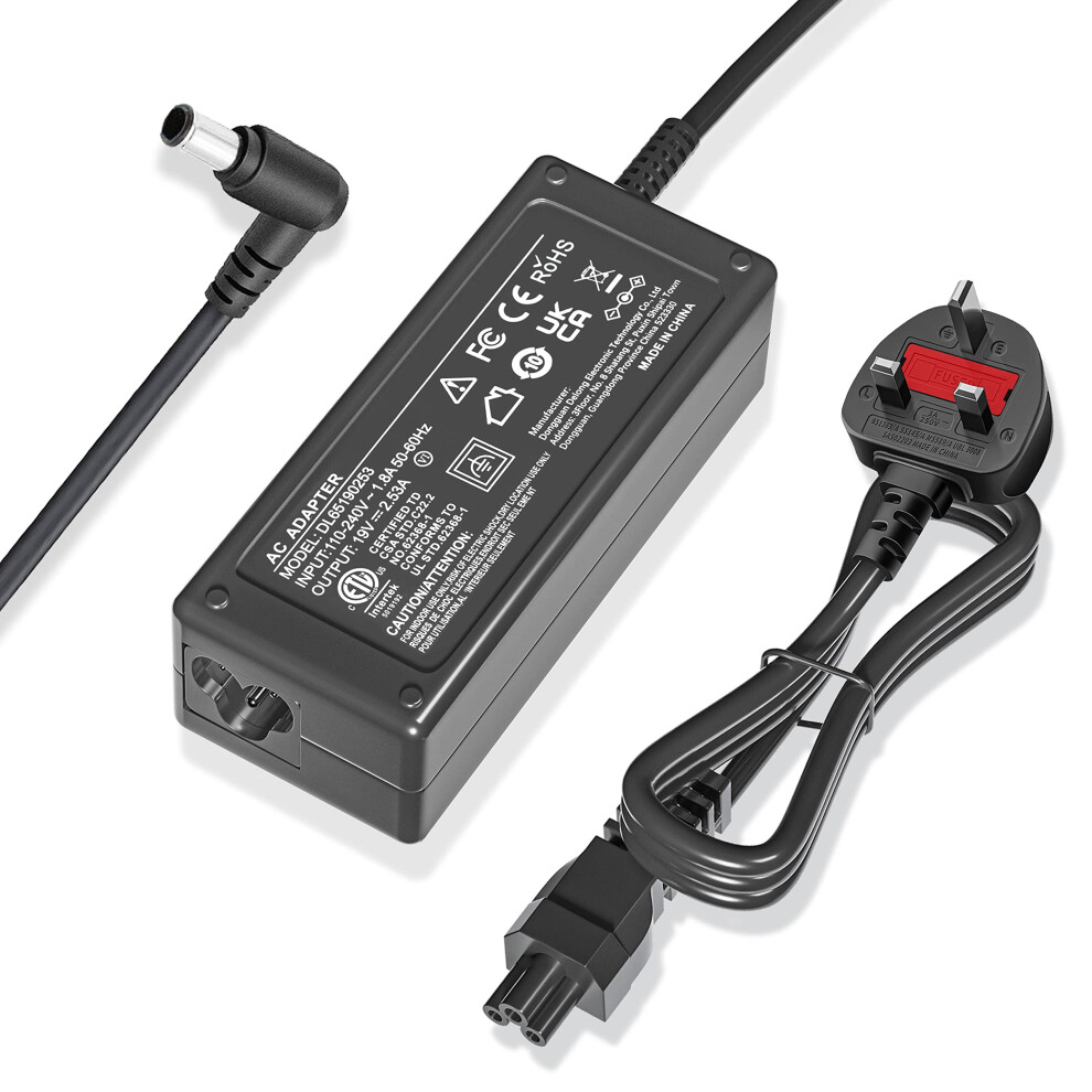 19V 2.53A Etl Listed Adapter Charger For Lg Electronics 19"20"22"23"24"27"29"34" Monitor Lcd Led Hd Tv Widescreen Flatron Ips236v E2351t E2750vr 789458463833