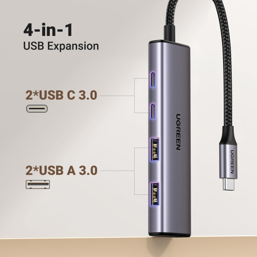 Ugreen Hub USB-C auf 2x USB-A / 2 x USB-C, 20 cm - Grau 1