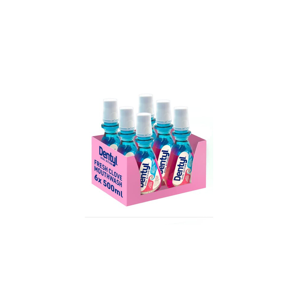 Dual Action CPC Mouthwash, 12hrs Fresh Breath & Total Care, Alcohol Free, Fresh Clove, 6x500 ml