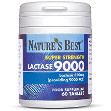 Super Strength Lactase Tablets 9000 FCC Enzyme Units | Max Strength Digestive Enzyme | 60 Tablets: 1 month's Supply | Helps Digest Lactose in Milk &