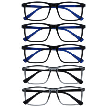 Ink 5 Pack Reading Glasses Large Black Grey Mens Womens Spring Hinges RRRRR4-11177 +3.00