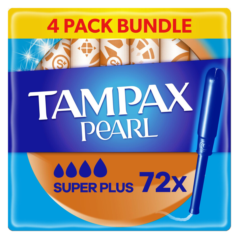 Compak Pearl Extra Comfort, Super Plus Absorbency, Heavy Flow, 72 Tampons With Applicator (18 X 4 Packs) SAVING PACK, Extra Comfort & Leak Protection