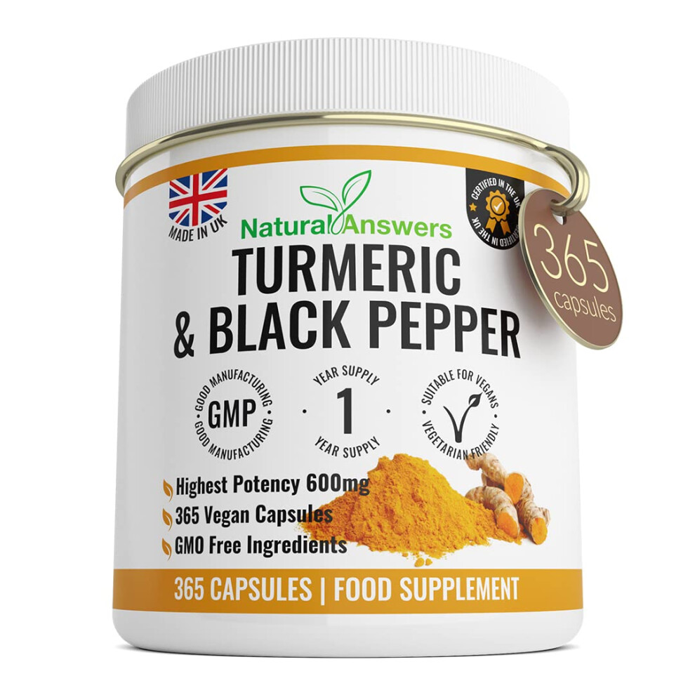 365 Turmeric Capsules 1 Year Supply High Strength Turmeric Capsules with Black Pepper Turmeric Tablets 365 Vegetarian Capsules Turmeric Curcumin One A